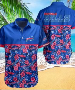 Buffalo Bills Hawaiian Shirt, Blue Red Flowers, Unique Hawaiian Shirt