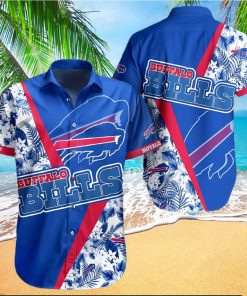 Buffalo Bills Hawaiian Shirt, Blue Tropical Flowers, Unique Hawaiian Shirt