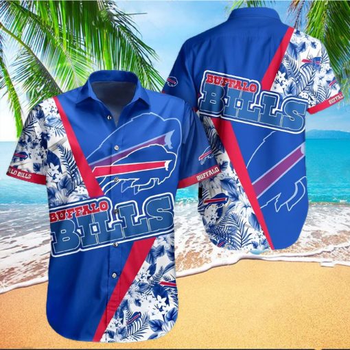 Buffalo Bills Hawaiian Shirt, Blue Tropical Flowers, Unique Hawaiian Shirt