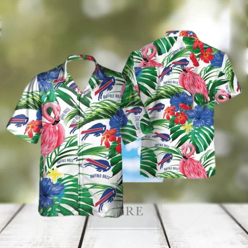 Buffalo Bills Hawaiian Shirt Flamingos Tropical Leaves Summer Gift For Friend  NFL Hawaiian Shirt