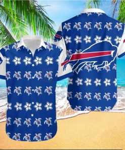 Buffalo Bills Hawaiian Shirt, Flowers And Turtles, Hawaiian Style Shirt