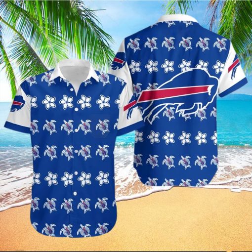 Buffalo Bills Hawaiian Shirt, Flowers And Turtles, Hawaiian Style Shirt