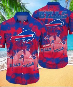 Buffalo Bills Hawaiian Shirt, Red Coconut Trees, Button Down Hawaiian Shirt