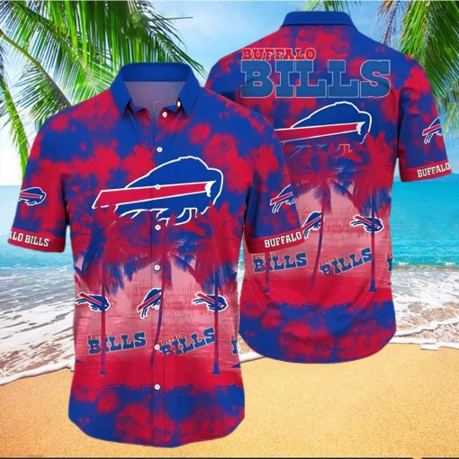 Buffalo Bills Hawaiian Shirt, Red Coconut Trees, Button Down Hawaiian Shirt