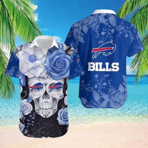 Buffalo Bills Hawaiian Shirt Skull Flower Pattern Gift For Football Coach