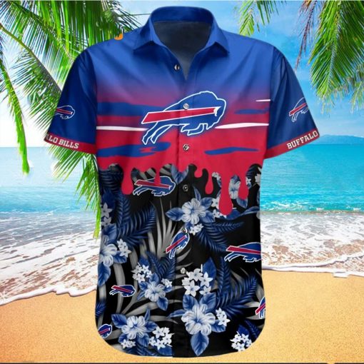 Buffalo Bills Hawaiian Shirt, Tropical Flowers, Button Down Hawaiian Shirt