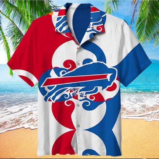 Buffalo Bills Hawaiian Shirt, Waves Of Japanese, Button Down Hawaiian Shirt