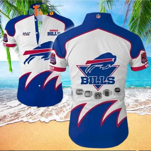 Buffalo Bills Hawaiian Shirt, White Blue Bills Logo, Unique Hawaiian Shirt