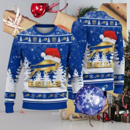 Buffalo Bills Logo Golden Fans Santa Hat Tree Ugly Christmas Sweater