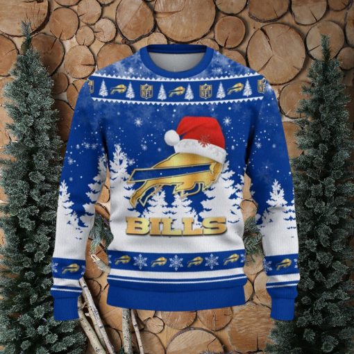 Buffalo Bills Logo Wearing Santa Hat Christmas Gift Ugly Christmas Sweater For Men And Women Gift