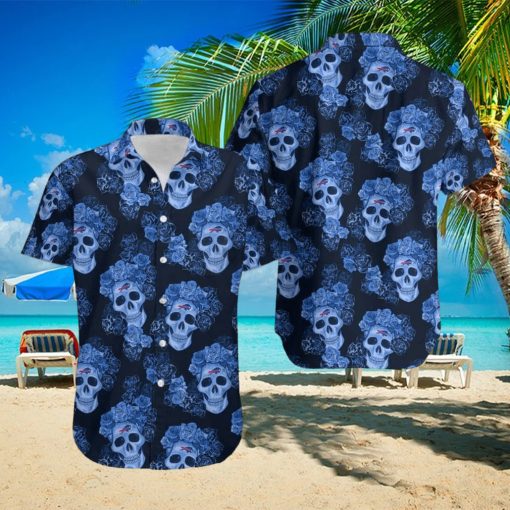 Buffalo Bills Mystery Skull And Flower Funny Hawaiian Shirt Gift For Halloween