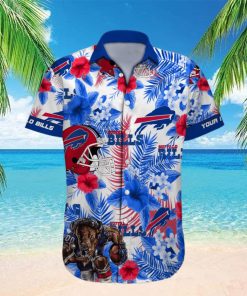 Buffalo Bills NFL Custom Name Mascot Helmet Tropical Flowers Aloha Hawaiian Shirt For Men And Women