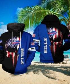 Buffalo Bills NFL US Flag Skull Team 3D Printed Hoodie