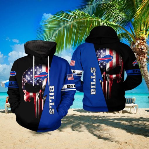 Buffalo Bills NFL US Flag Skull Team 3D Printed Hoodie