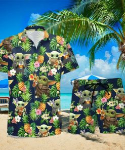 Buffalo Trace Beer Baby Yoda Tropical Flowery Hawaiian Shirt