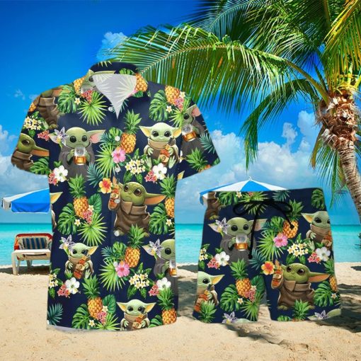 Buffalo Trace Beer Baby Yoda Tropical Flowery Hawaiian Shirt