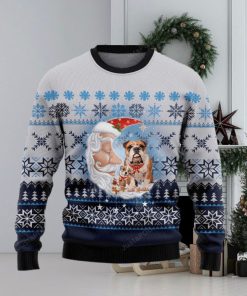 Bulldog Love Santa Moon Ugly Christmas Sweater, Ugly Sweater