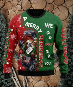 Bulldog Merry Christmas Woof Ugly Christmas Sweater AOP All Over Printed Sweater