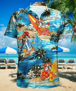 Bulldog On The Beach Hawaiian Shirts Pawsome Parents Hawaiian Shirt