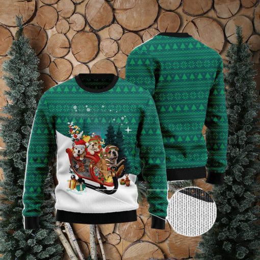 Bulldog Sleigh Ugly Christmas Sweater AOP All Over Printed Sweater