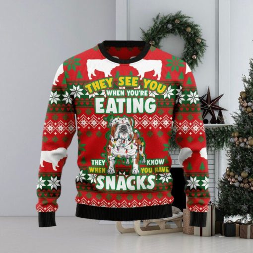 Bulldog Snacks Christmas Ugly Sweater