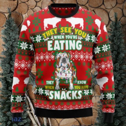 Bulldog Snacks Christmas Unisex Ugly Christmas Sweater 3D