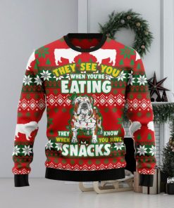 Bulldog Snacks Ugly Christmas Sweater Best Gift For Men And Women