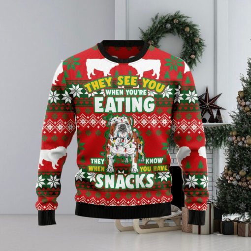 Bulldog Snacks Ugly Christmas Sweater Best Gift For Men And Women