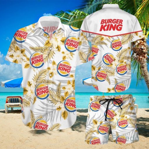 Burger King Tropical Flower Aloha Hawaiian Shirt & Short For Men And Women