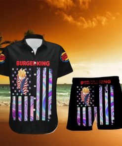 Burger King USA Flag Aloha Summer Beach Hawaiian Combo Shirt And Short Gift Hawaiian For Mens