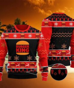 Burger King With Christmas Tree Pattern 2023 Ugly Christmas Sweater