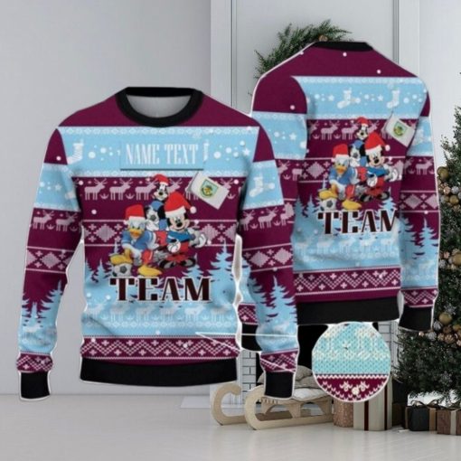 Burnley FC Disney Team Custom Name Ugly Christmas Sweater