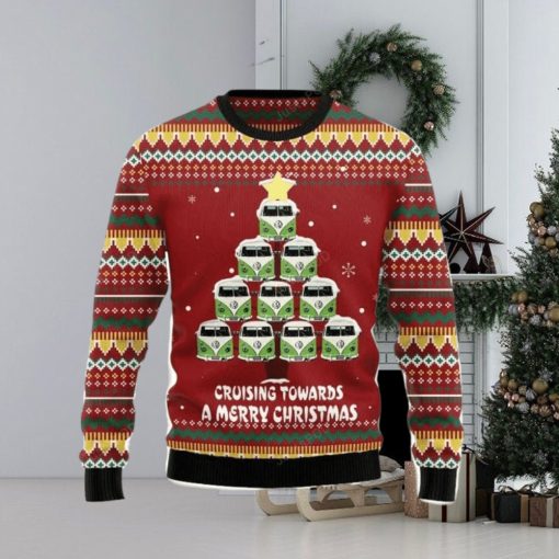 Bus Cruising Towards A Merry Christmas Ugly Christmas Sweater 3D Gift Christmas Funny