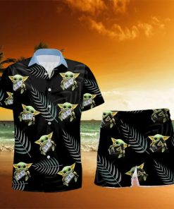 Busch Latte Beer Baby Yoda Hug Hawaiian Shirt And Shorts Gift Hawaiian Tropical Beach