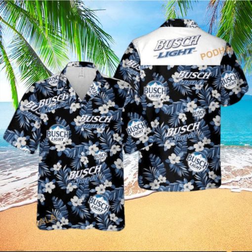 Busch Light Hawaiian Shirt Blue Flora Gift For Holiday  Aloha Shirt