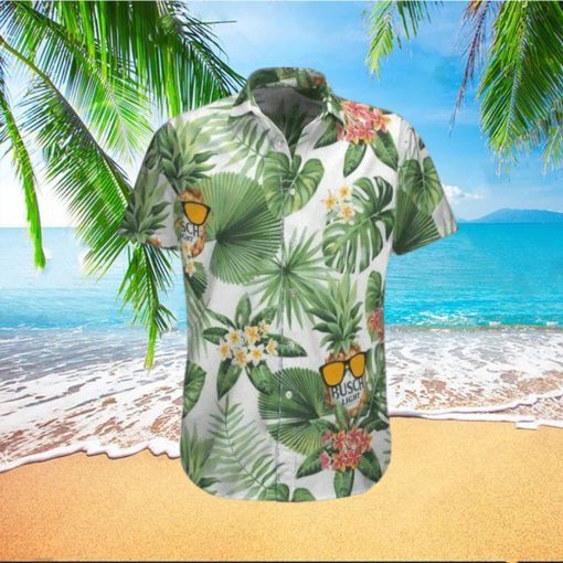 Busch Light Hawaiian Shirt Green Tropical Leaves And Beer  Aloha Shirt