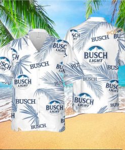 Busch Light Hawaiian Shirt Palm Leaves Pattern On White Theme Aloha Shirt