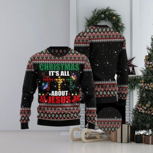 Butterfly All About Jesus Ugly Christmas Sweater Gift For Men And Women