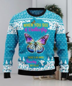 Butterfly Nearby Say Hello Ugly Christmas Sweater Gift Men Women