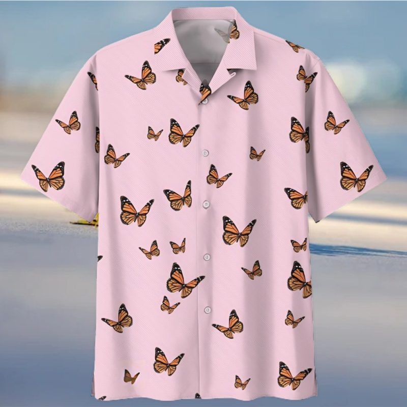 Butterfly Pink High Quality Unisex Hawaiian Shirt