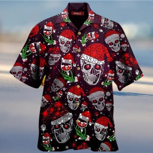 Buy Bling Skull And Wine Hawaiian Aloha Shirt