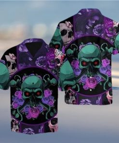 Buy Hawaiian Shirts Skull Purple Rose