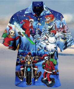 Buy Merry Chrismas With Skull Unisex Hawaiian Shirt