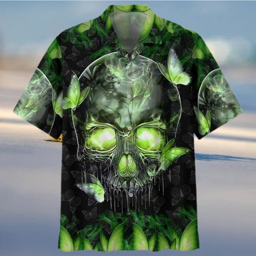 Buy Skull Magic Butterfly Green Hawaiian Shirt Aloha Beach