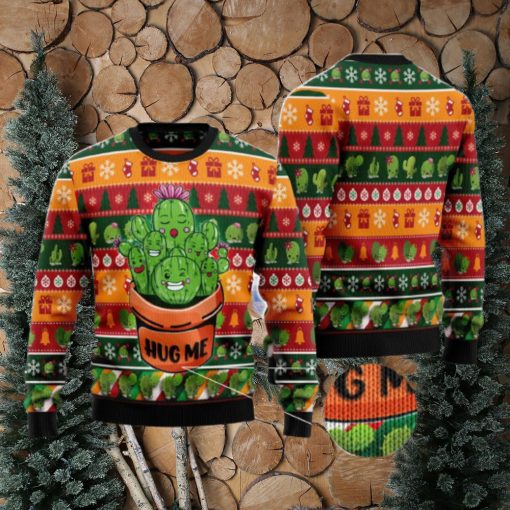 Cactus Hug Me Cute Ugly Christmas Sweater AOP All Over Printed Sweater