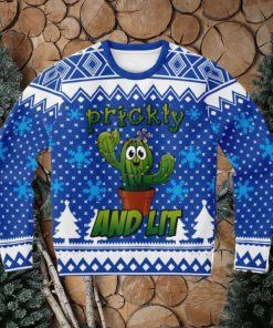 Cactus Prickly and Lit Ugly Christmas Sweater 3D Gift For Men And Women
