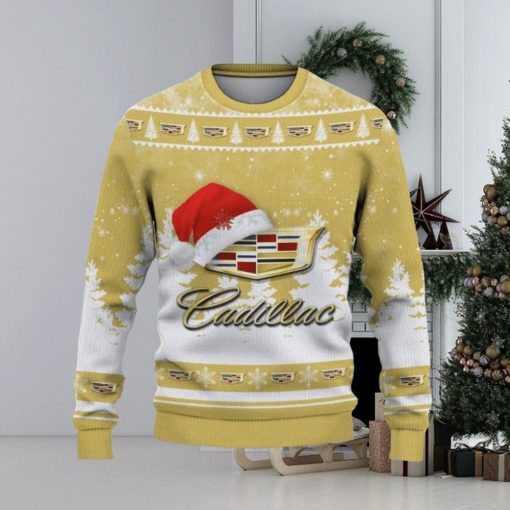 Cadillac Ugly Christmas Sweater Car Lovers Santa Hat Tree Christmas For Fans Gift