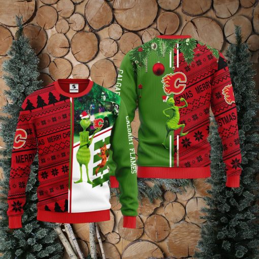 Calgary Flames Grinch & Scooby doo Christmas Ugly Sweater