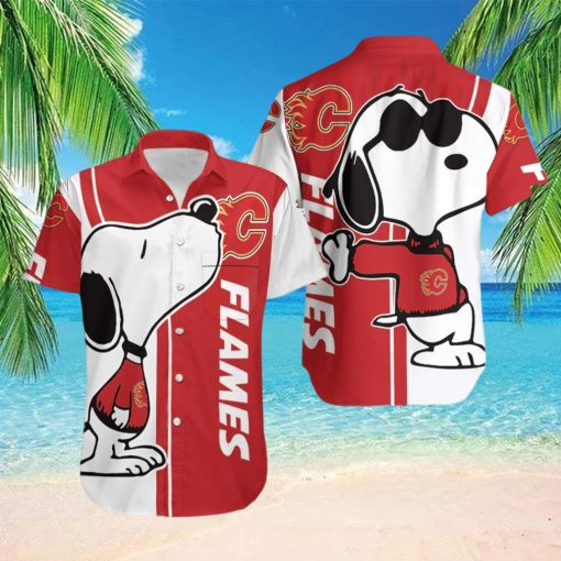 Calgary Flames Snoopy Lover 3D Printed Hawaiian Shirt