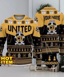 Cambridge United FC Big Logo Custom Name 3D Ugly Christmas Sweater Christmas Gift For Big Fans